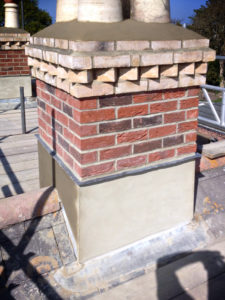 Rebuilt brick chimney stack